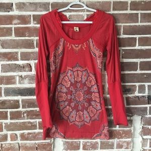 Free People red mandala top